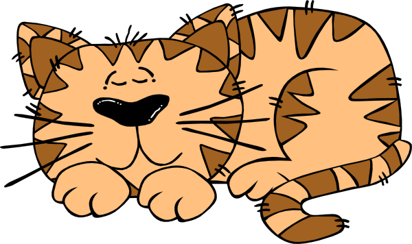 Sleeping Striped Cat Cartoon.png PNG
