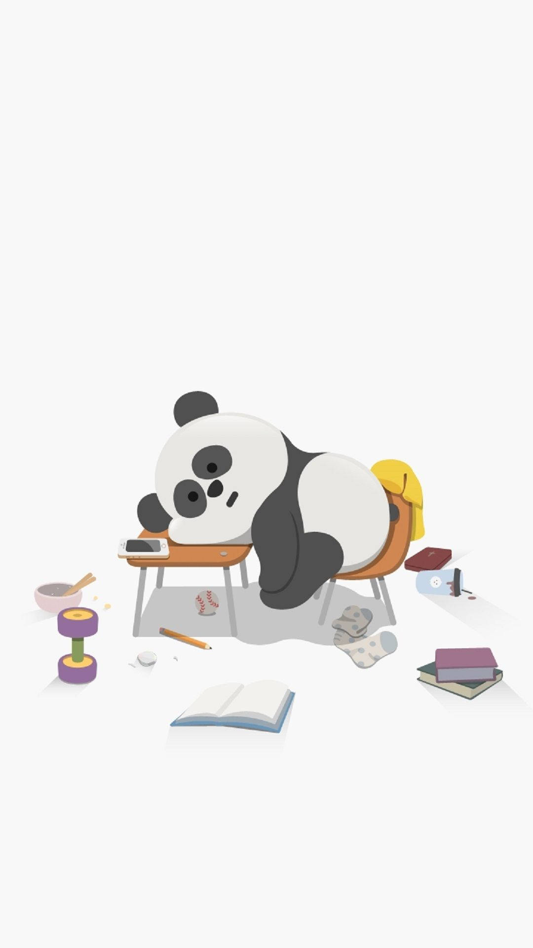 Sleeping Tired Panda Cartoon Background