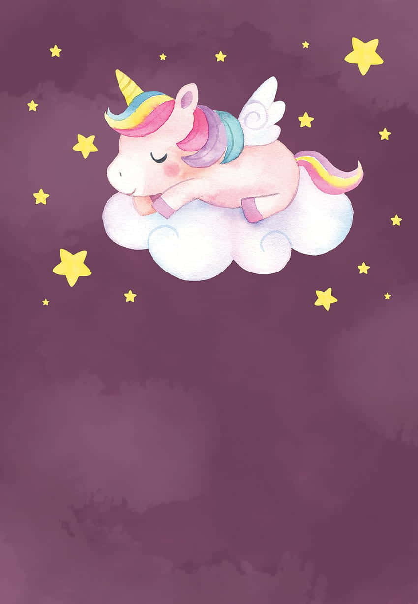 Sleeping Unicornon Cloud Wallpaper