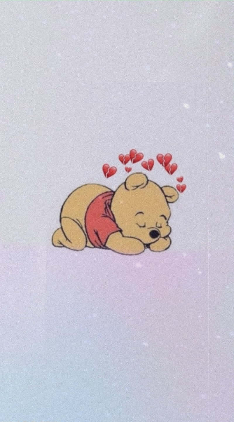 Sleeping Winniethe Poohwith Hearts Wallpaper