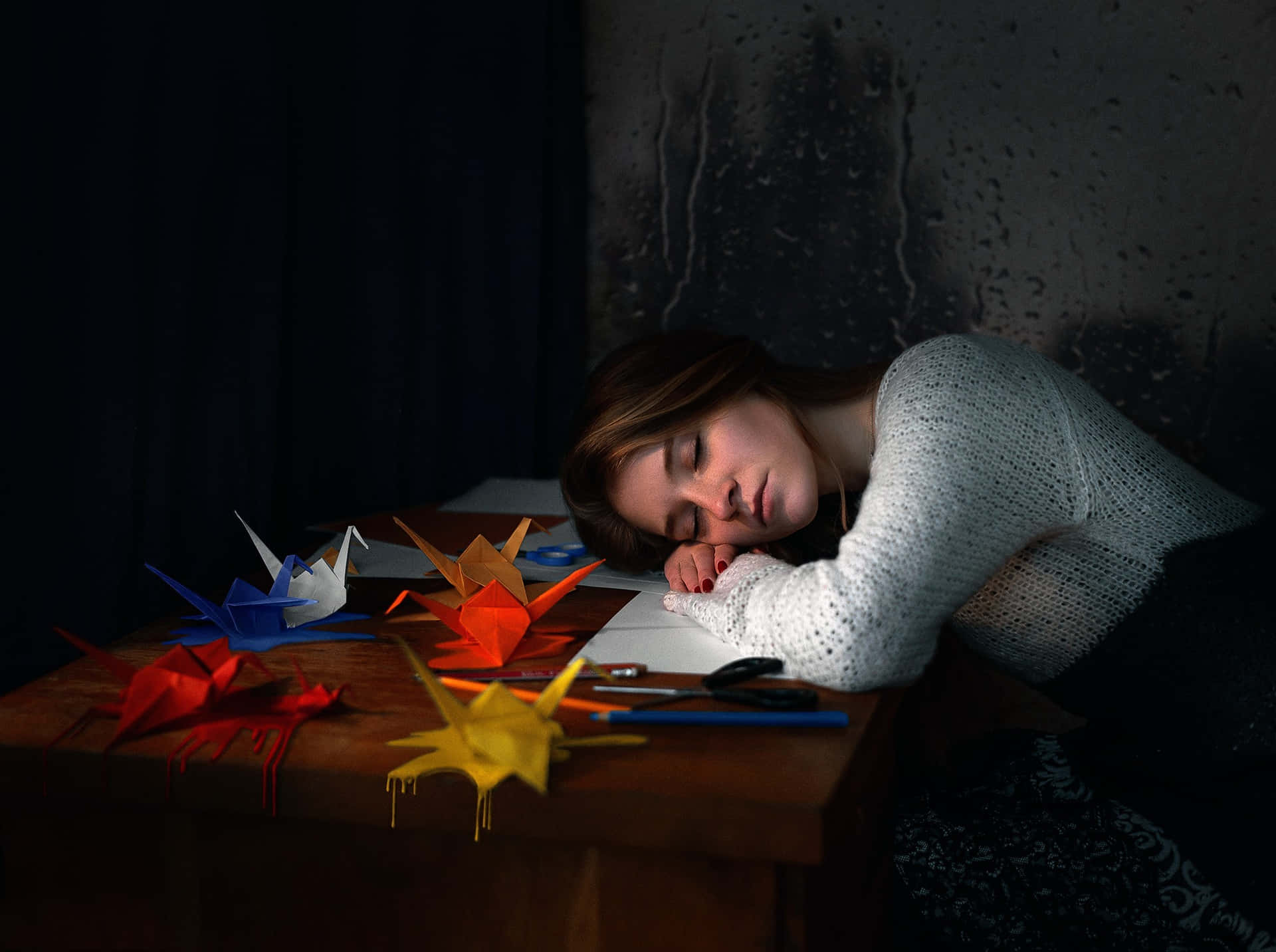 Sleeping Woman On A Table Wallpaper