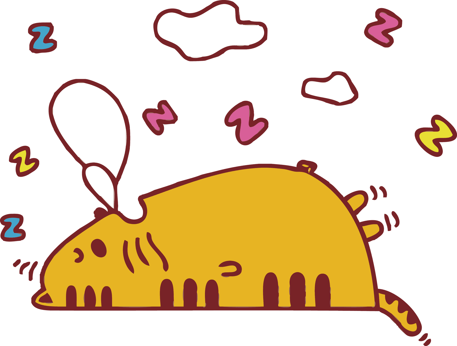 Sleeping Yellow Cat Cartoon PNG