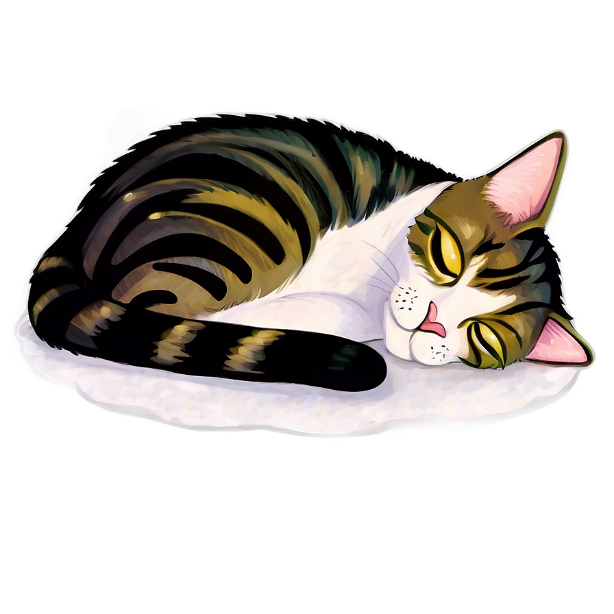 Sleepy Cat Cartoon Png Jev9 PNG