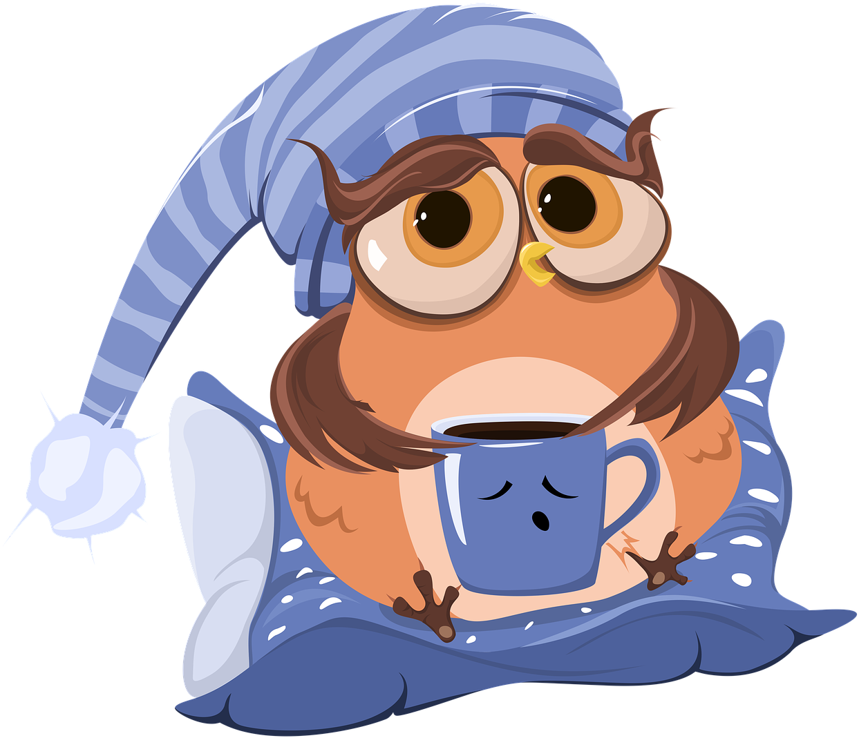 Sleepy Owl Morning Coffee PNG