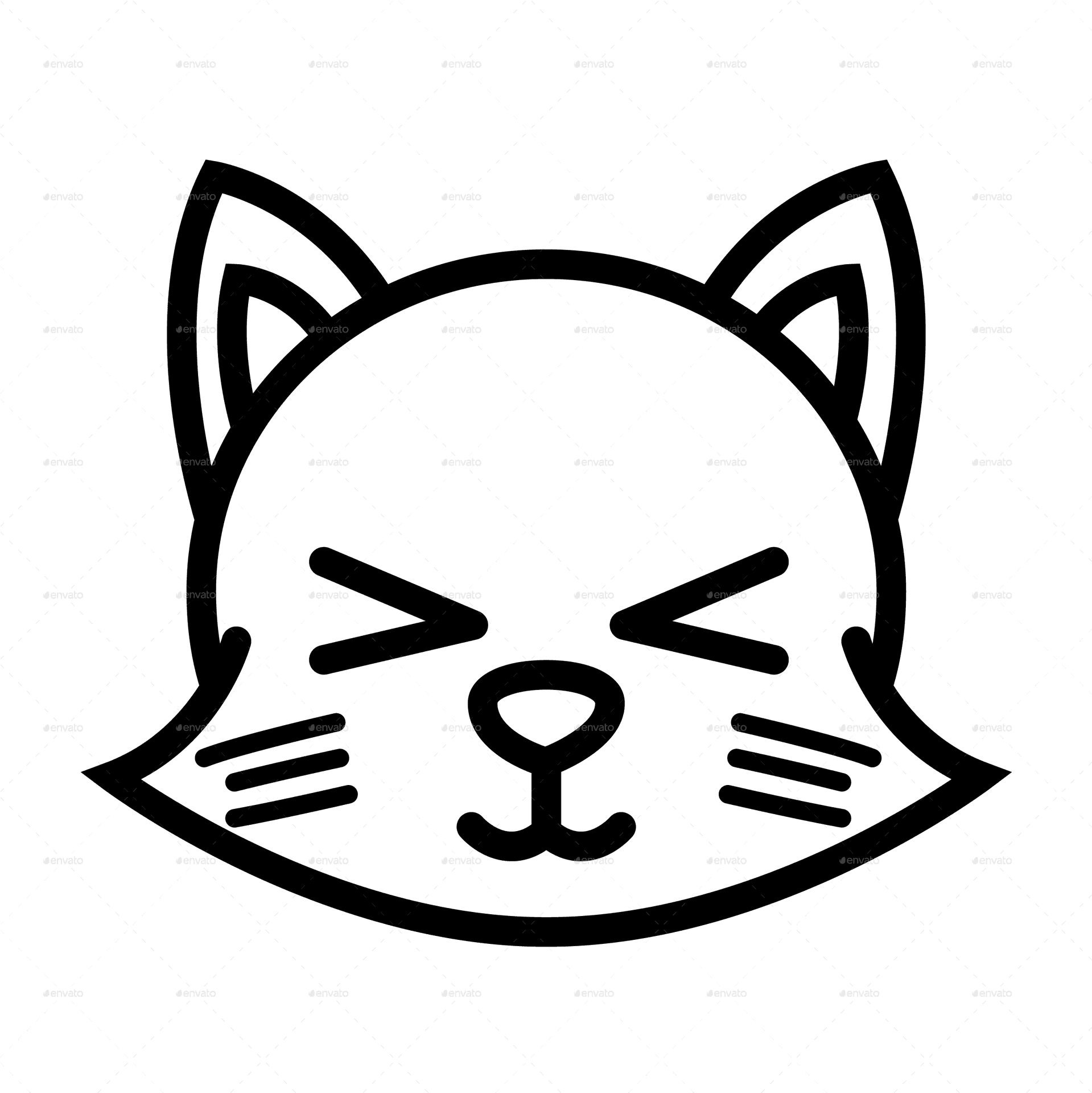 Sleepy Sketched Cat Face PNG