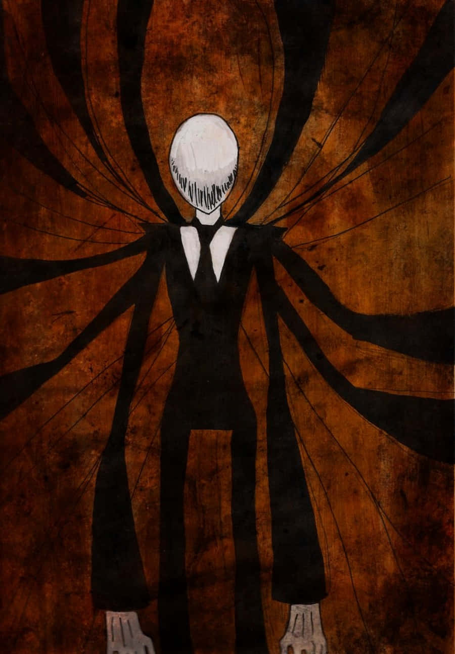 Drawing Slender Man Red Background Picture