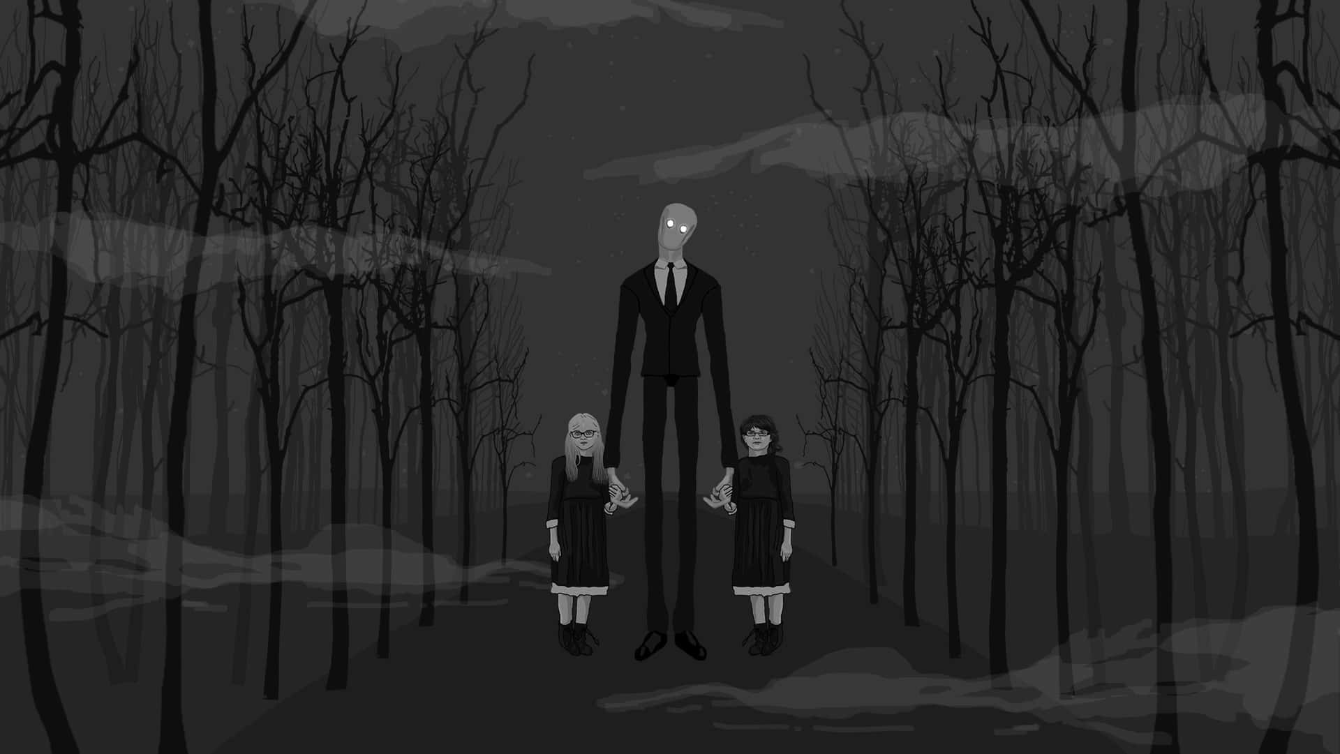 Drawing Slender Man Kids Forest Picture
