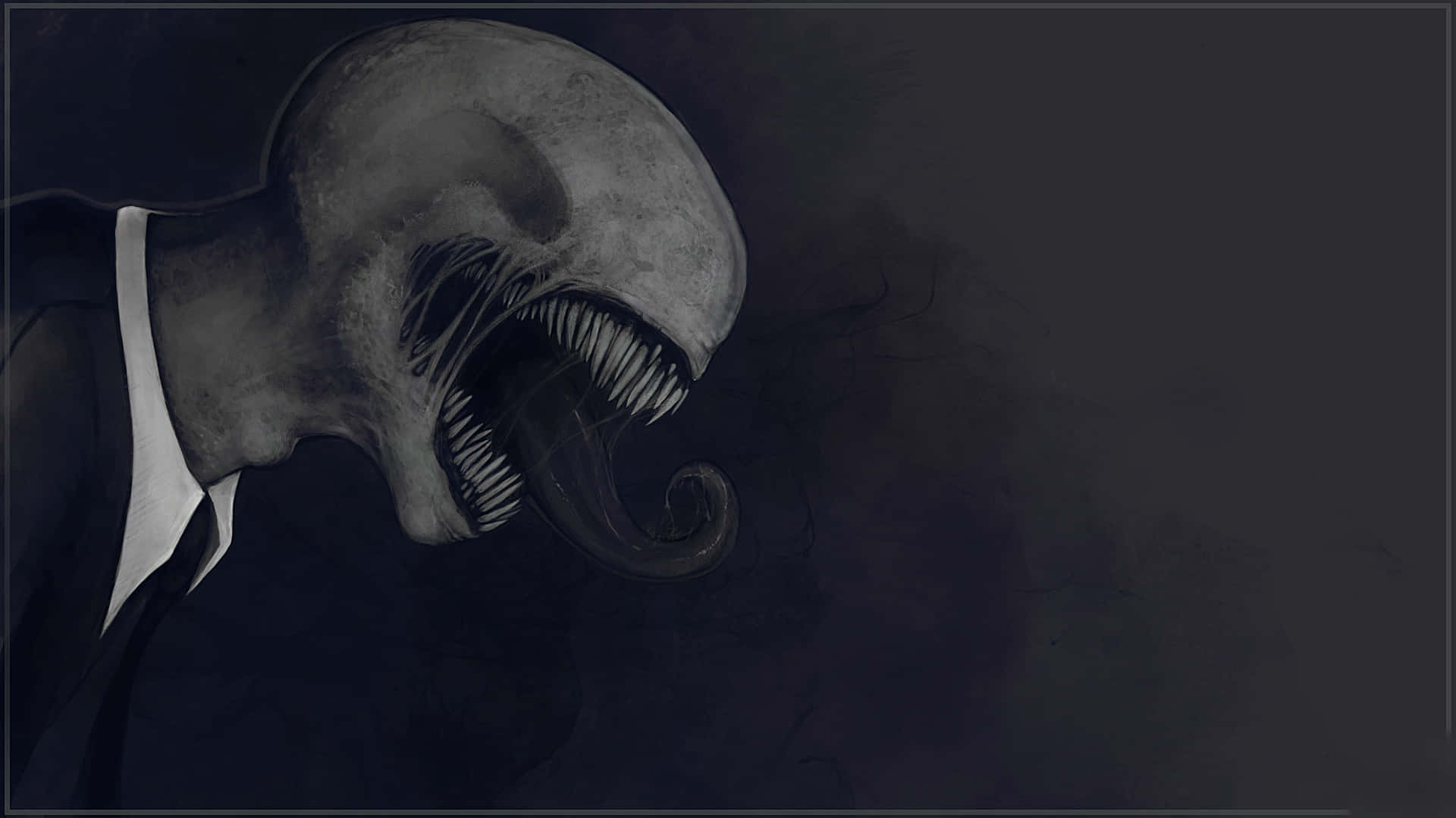 Slender Man Creepy Mouth Tongue Picture