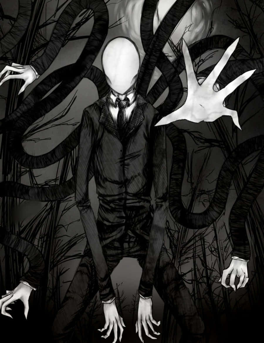 The Infamous Slender Man in the Depths of the Forest