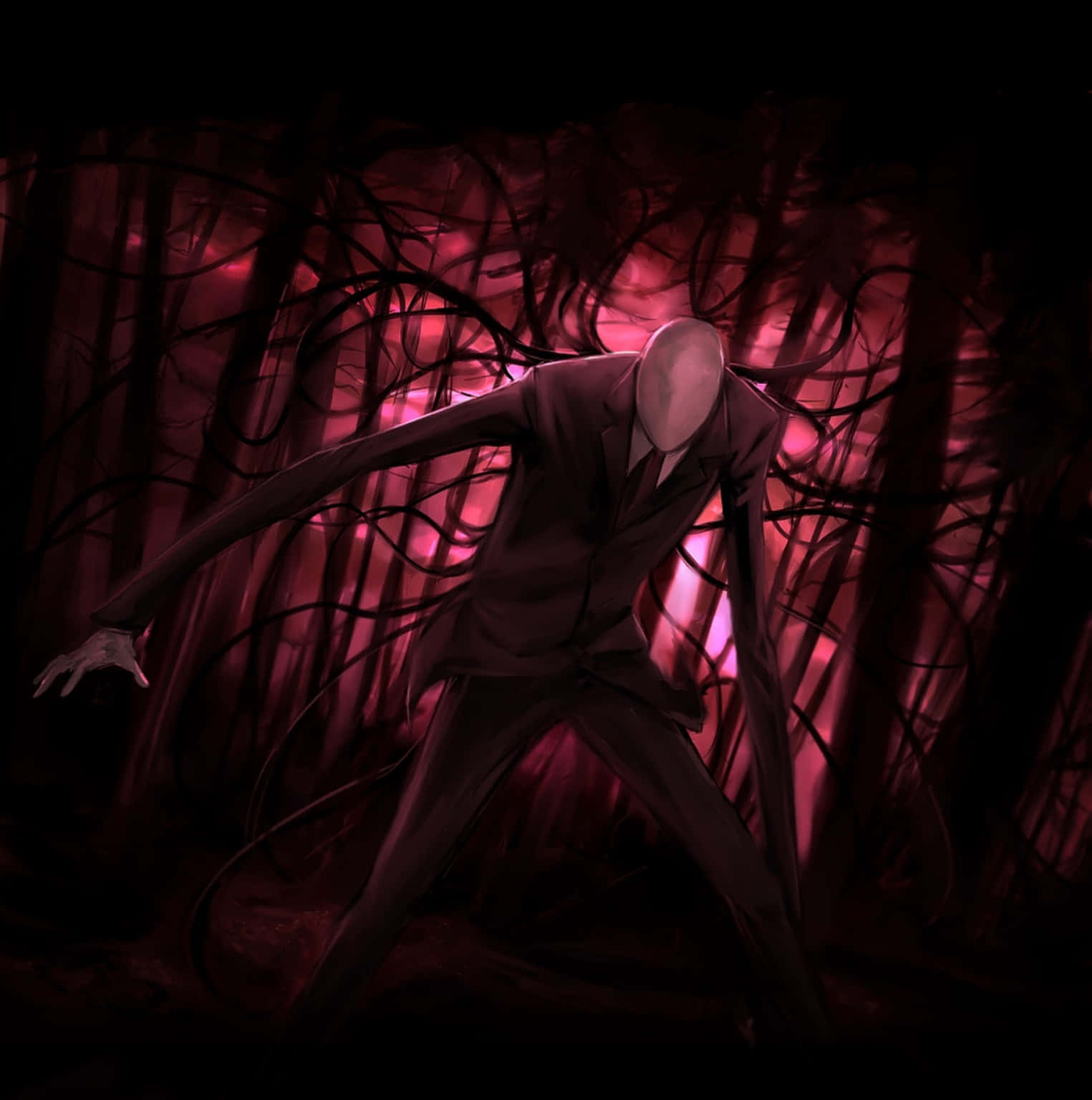 Scary Slender Man Pink Forest Picture