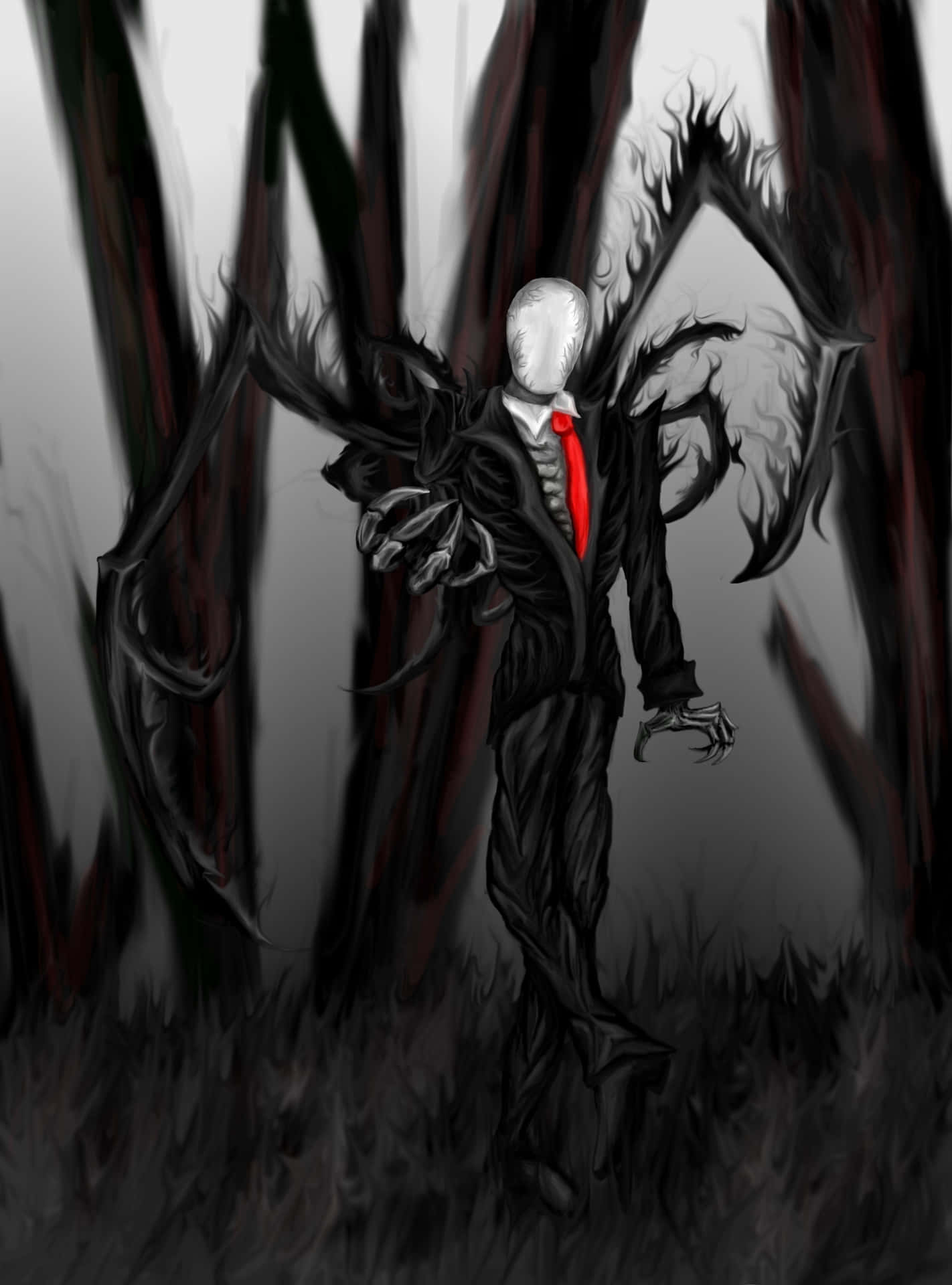 Slender Man Suit Red Tie Picture