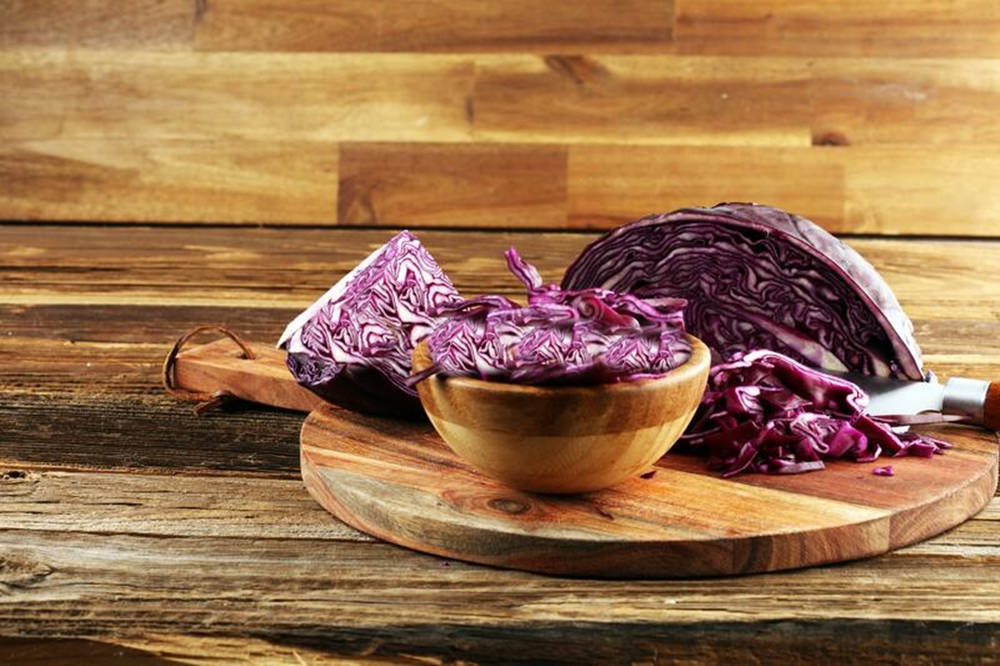 Sliced And Halved Red Cabbage Vegetable Wallpaper