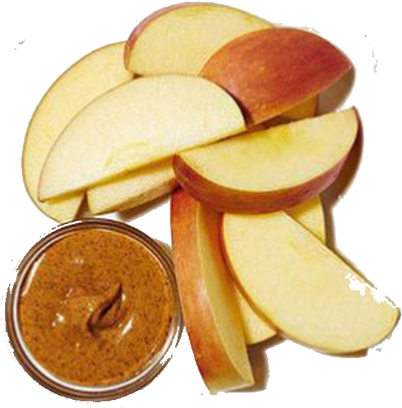 Sliced Apple With Almond Butter Dip PNG