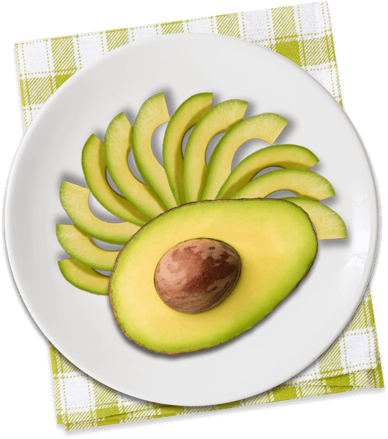 Sliced Avocado Fanned Plate Presentation PNG