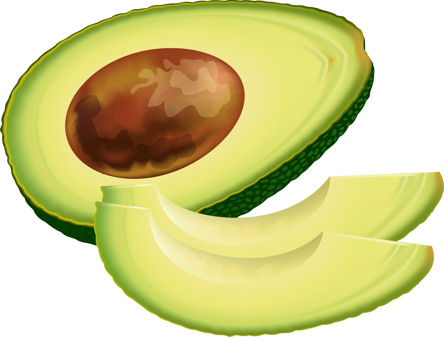 Sliced Avocado Illustration PNG