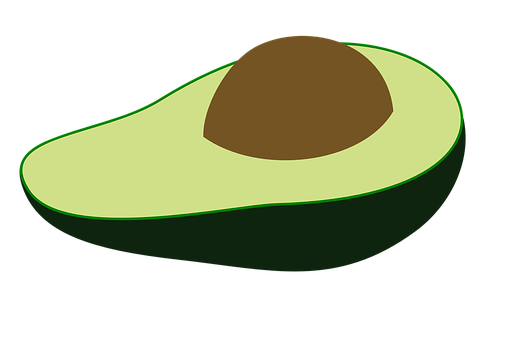 Sliced Avocado Vector Illustration PNG
