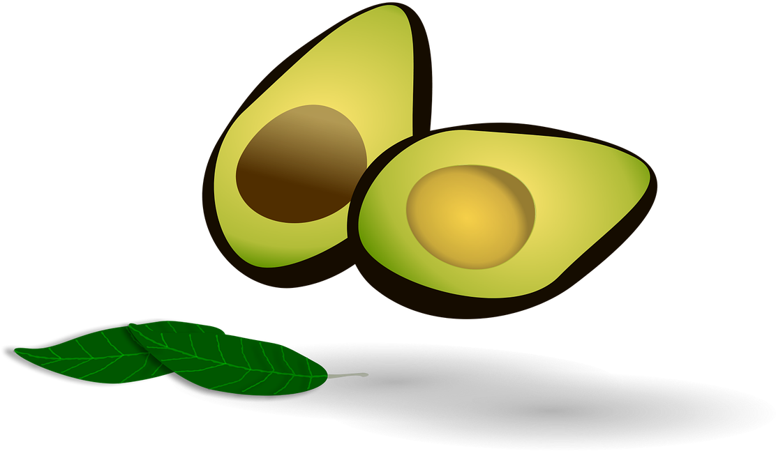 Sliced Avocado With Leaf PNG