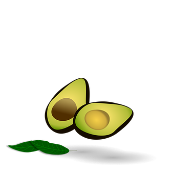 Sliced Avocadowith Leaf PNG