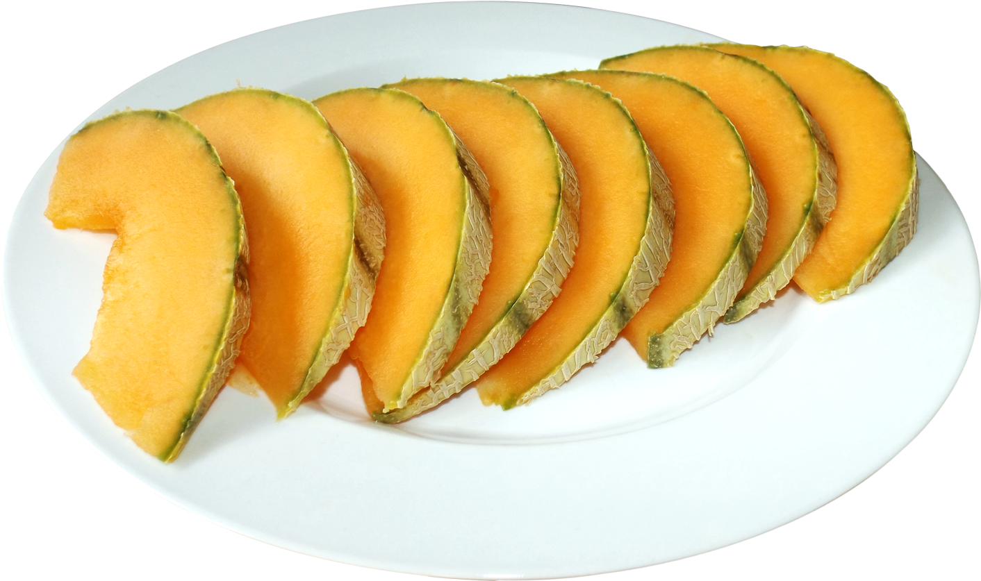 Sliced Cantaloupeon Plate PNG