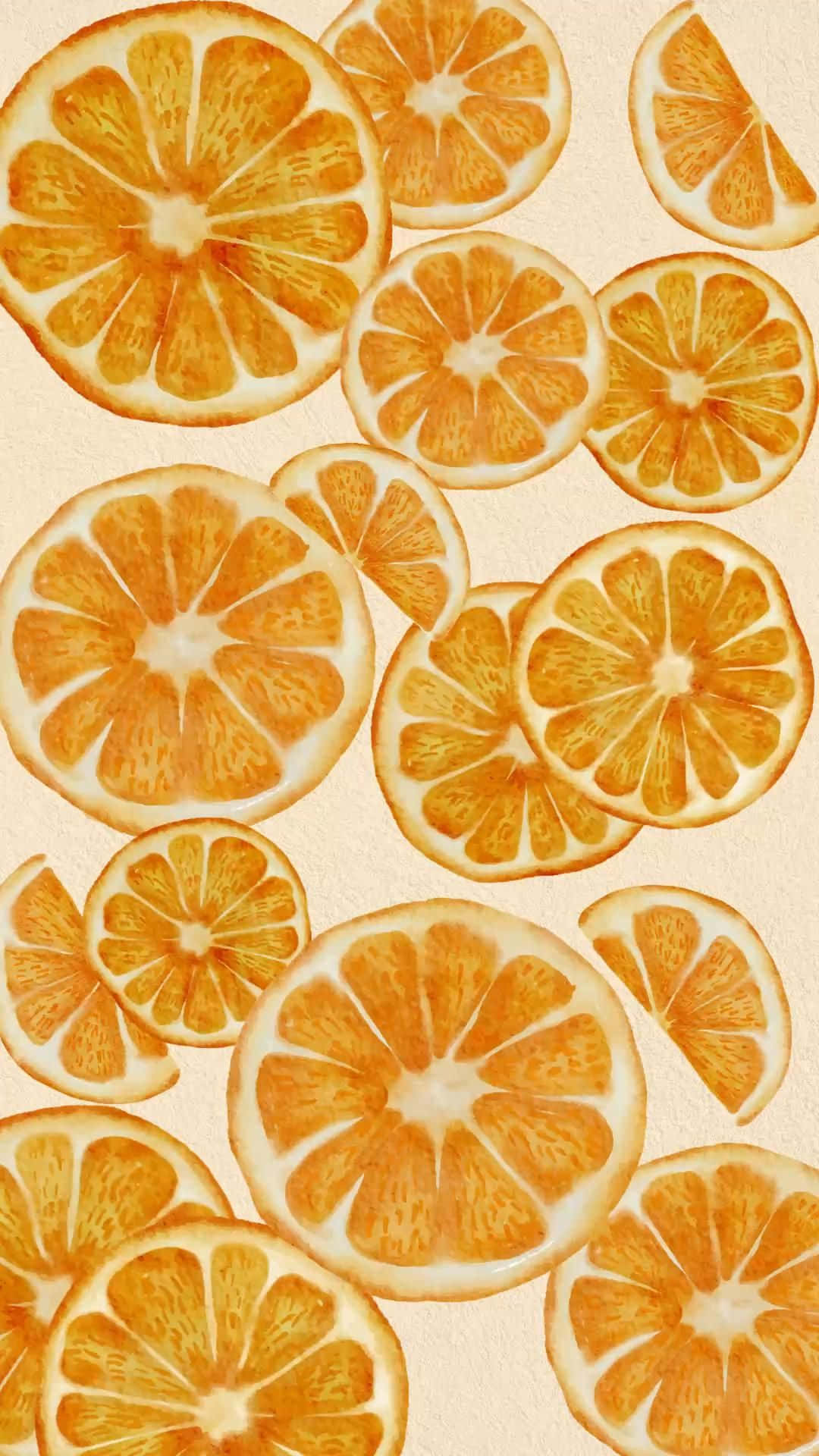 Sliced Citrus Fruit Pattern Wallpaper