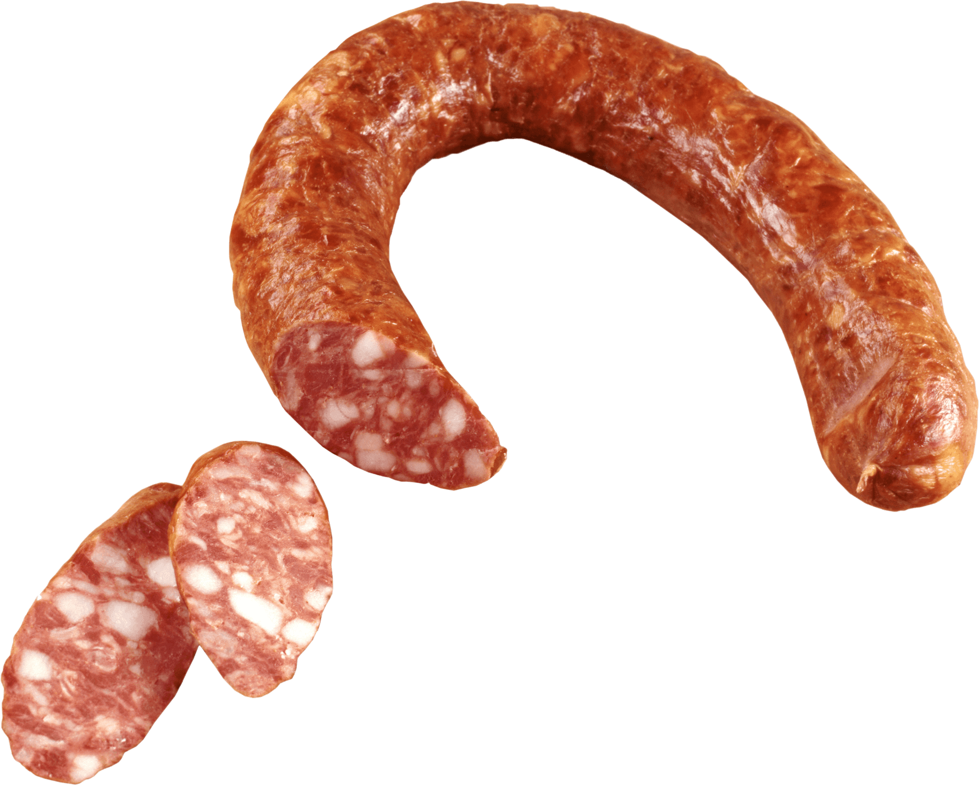 Sliced Cured Sausage Transparent Background PNG