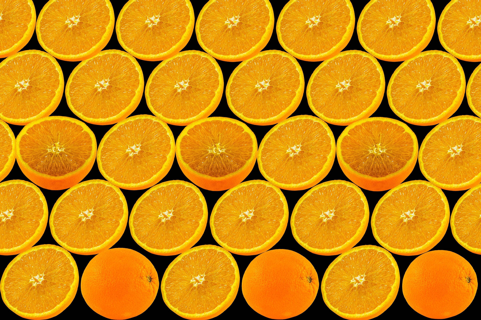 Sliced Mandarin Orange Citrus Fruit Pattern Wallpaper