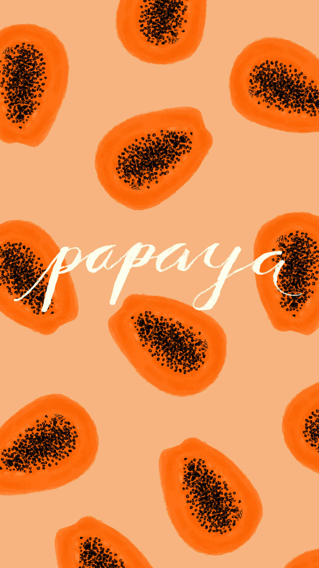 Sliced Orange Papaya Fruits Digital Art Wallpaper