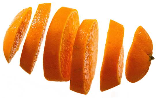 Sliced Orange Segments Floating PNG