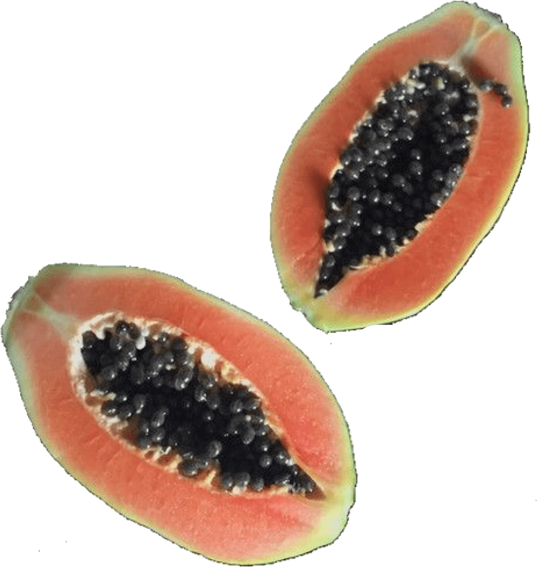Sliced Papaya Fruit Halves PNG
