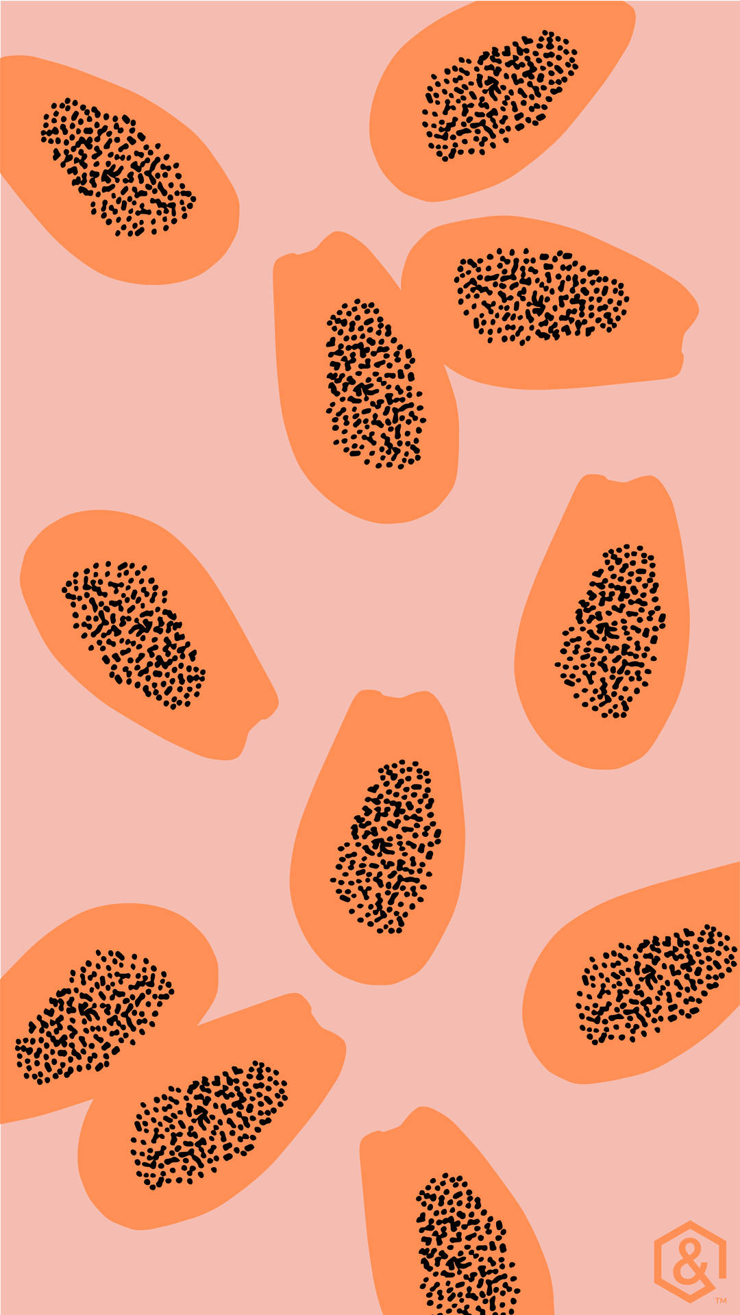 Sliced Papaya Fruits Pastel Pink Digital Art Wallpaper