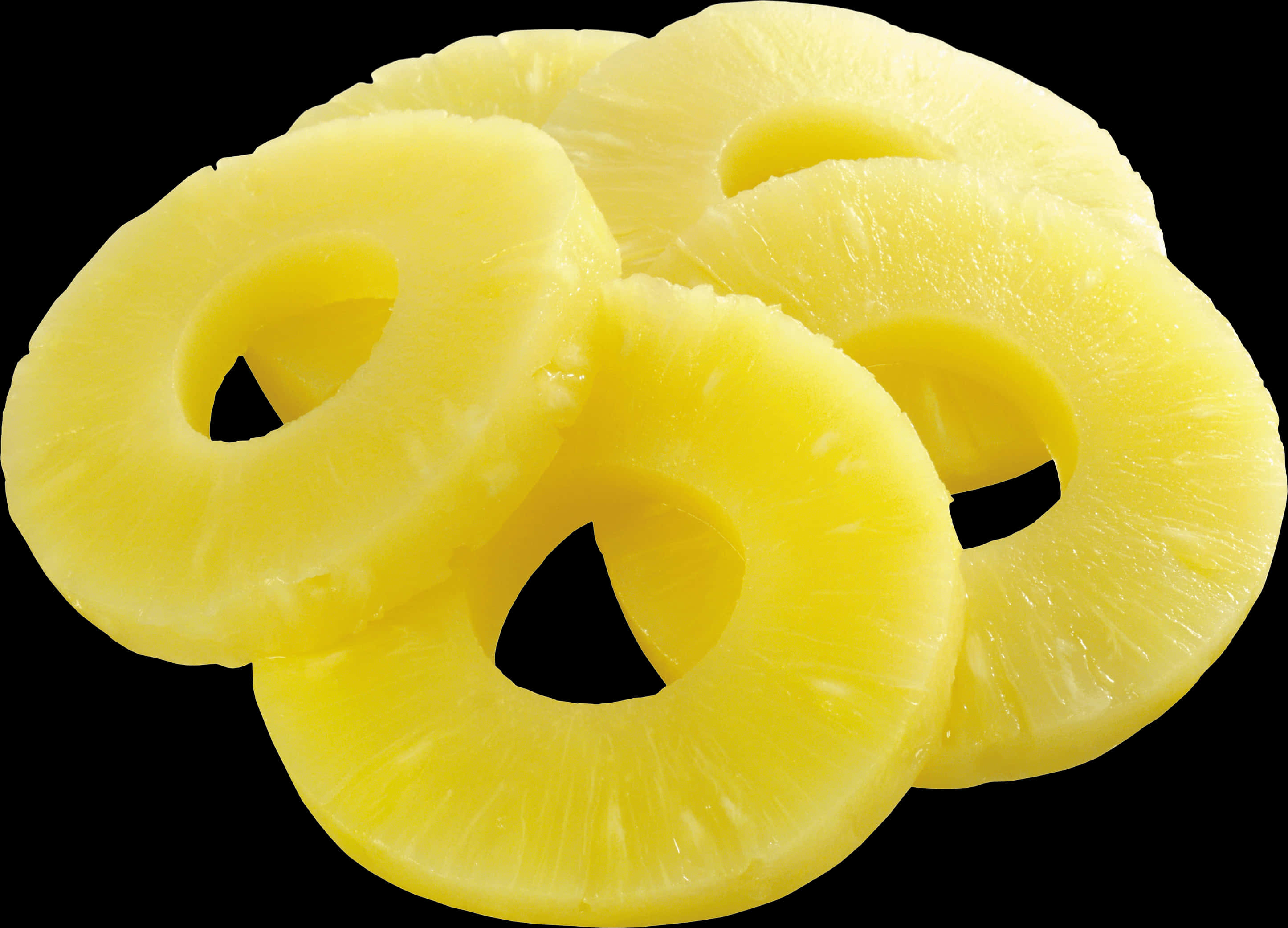 Sliced Pineapple Rings Black Background PNG