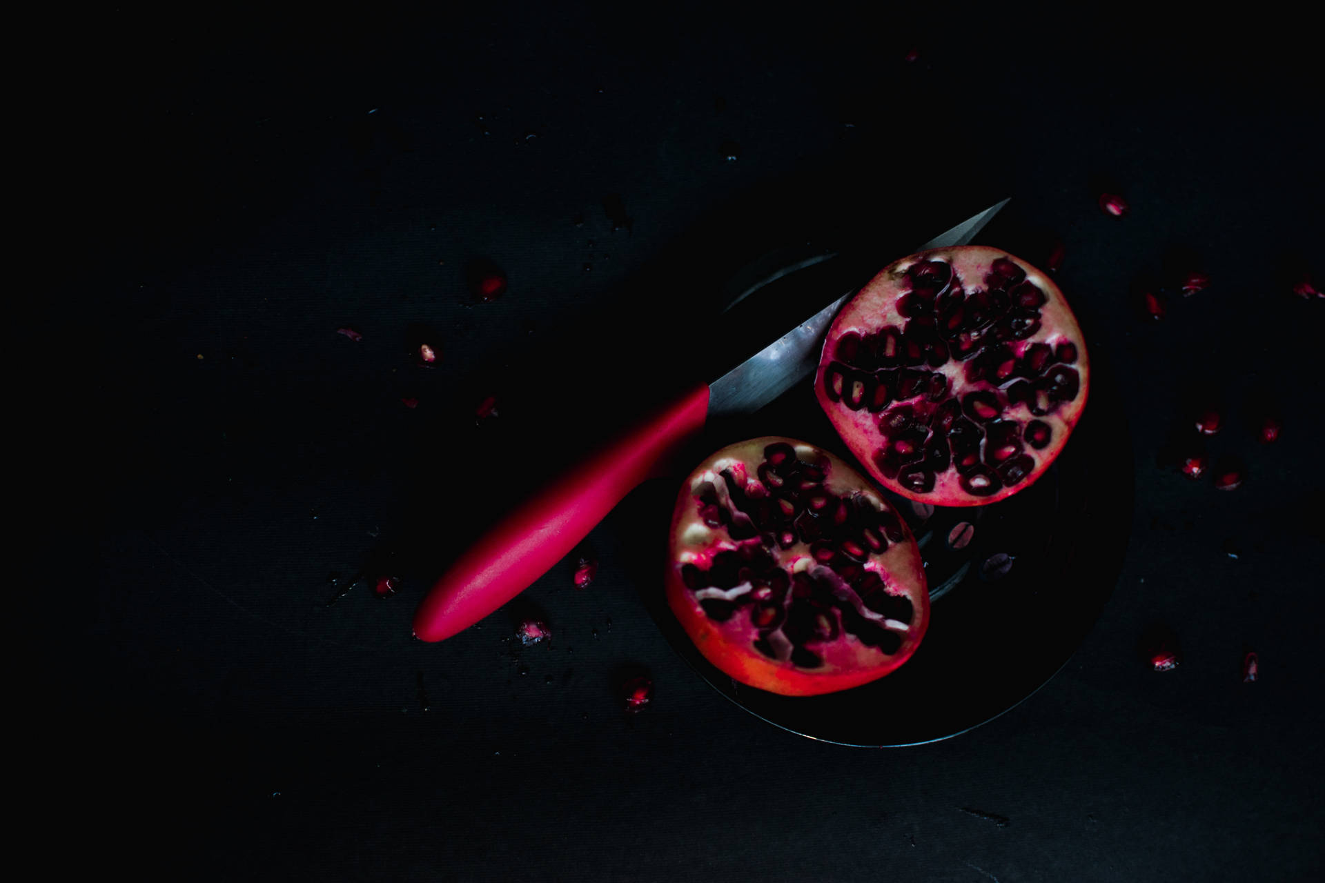 Sliced Pomegranate For Fruits Background Wallpaper