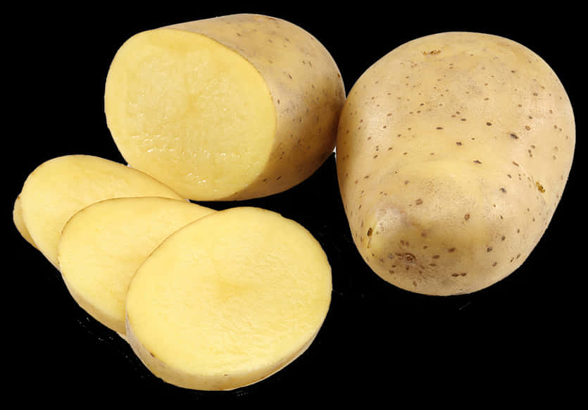 Sliced Potatoon Black Background PNG