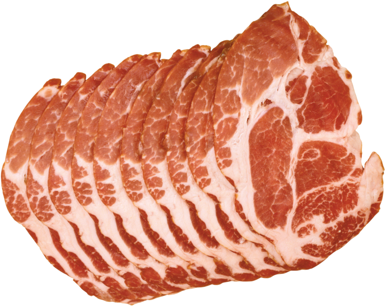 Sliced Raw Bacon Stacked PNG