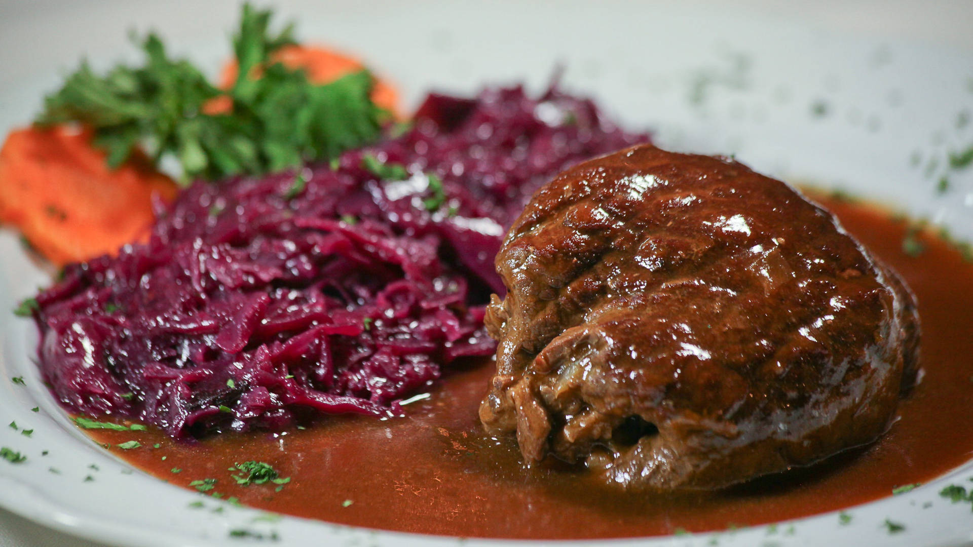 Authentic Sliced Sauerbraten - A Traditional German Dish Wallpaper