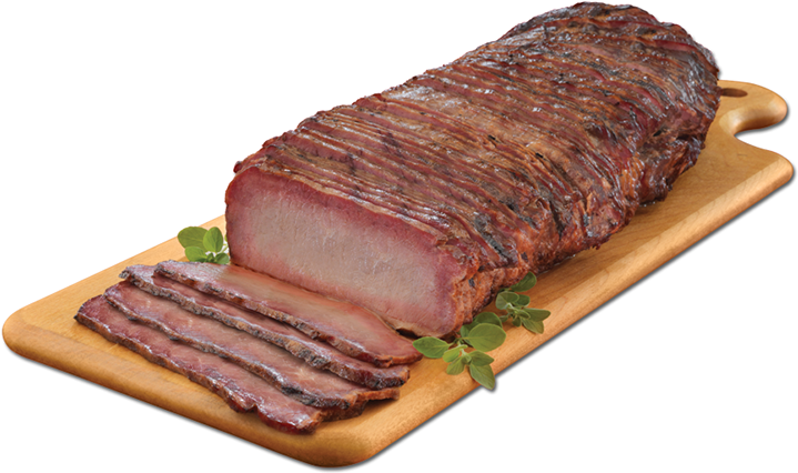 Sliced Smoked Beef Brisketon Board PNG
