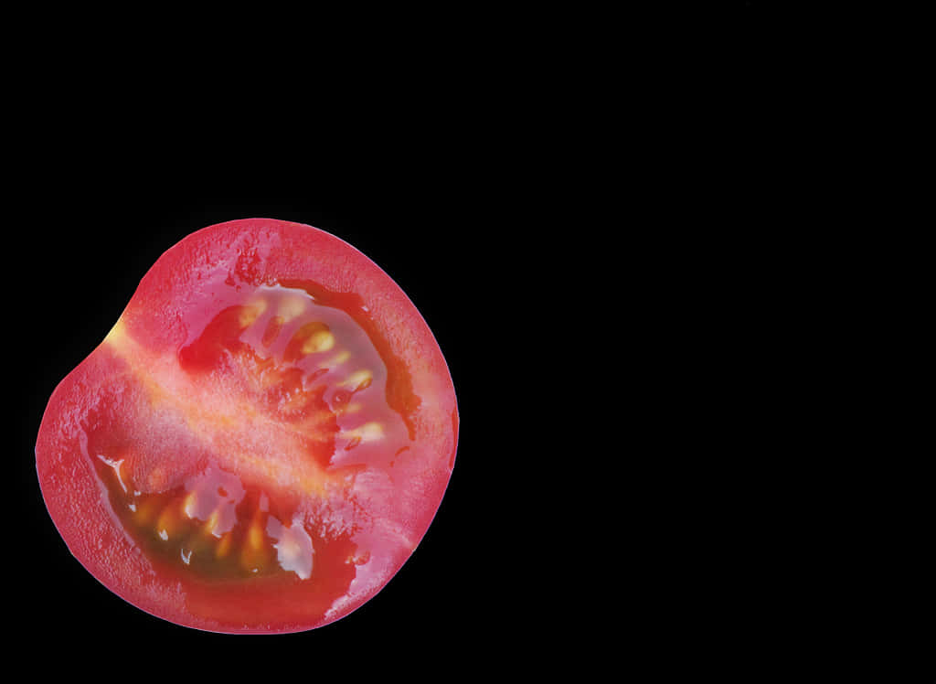 Sliced Tomato Half Black Background PNG