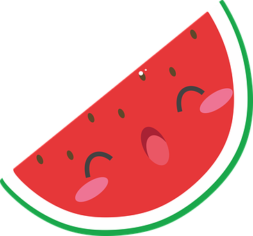 Sliced Watermelon Cartoon Illustration PNG