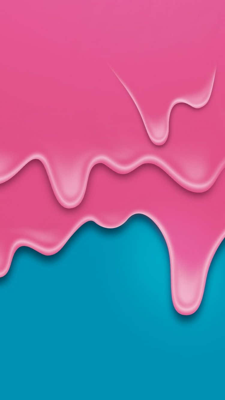A Pink And Blue Liquid Dripping On A Blue Background