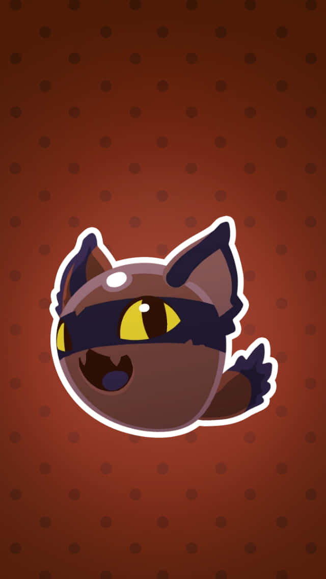 A Cat Sticker On A Brown Background Wallpaper