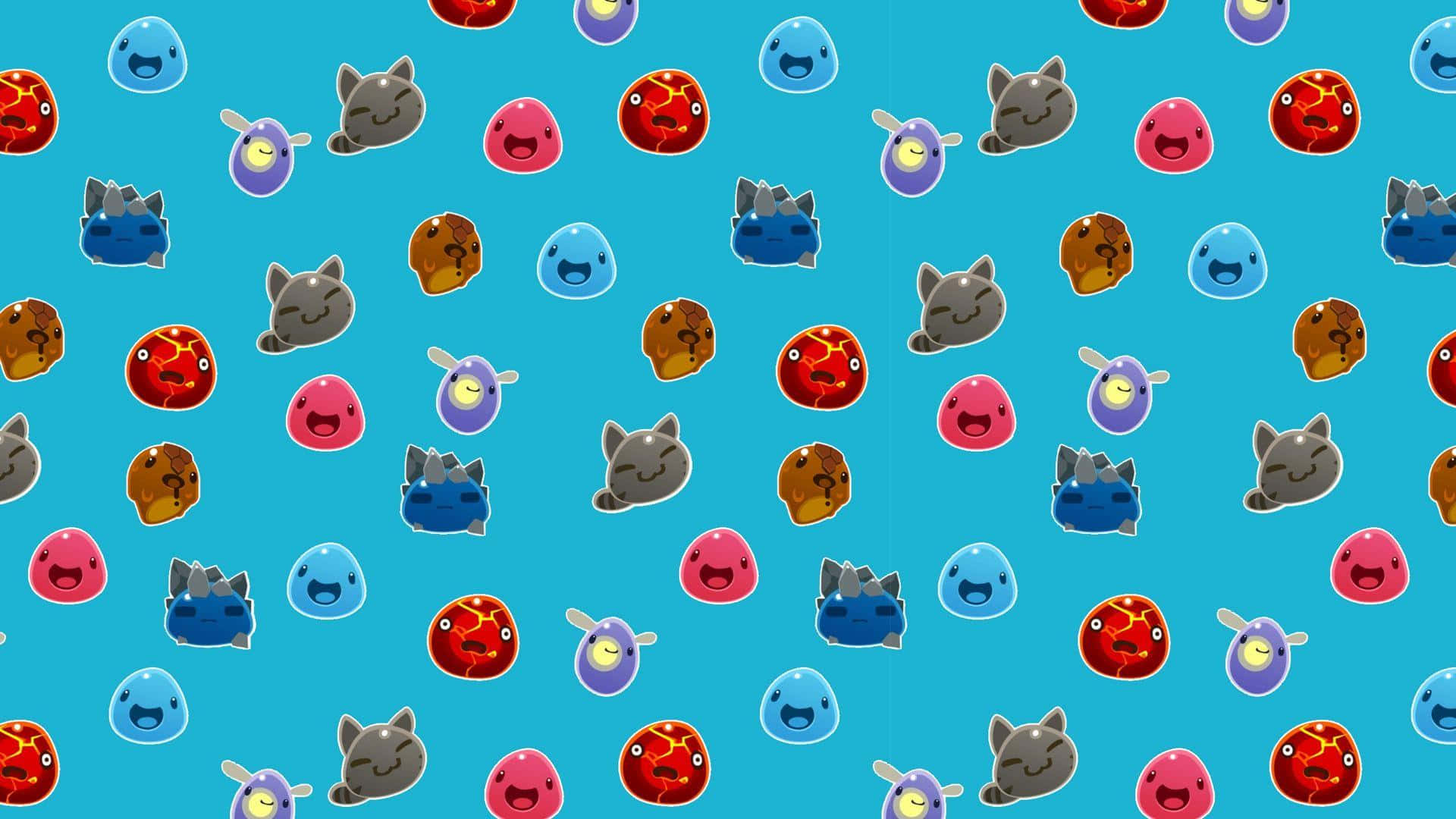 A Pattern Of Colorful Eggs And Cats Wallpaper