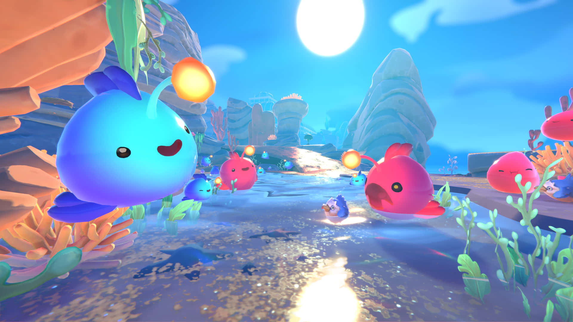 "Live and explore a world of slimes in Slime Rancher!" Wallpaper