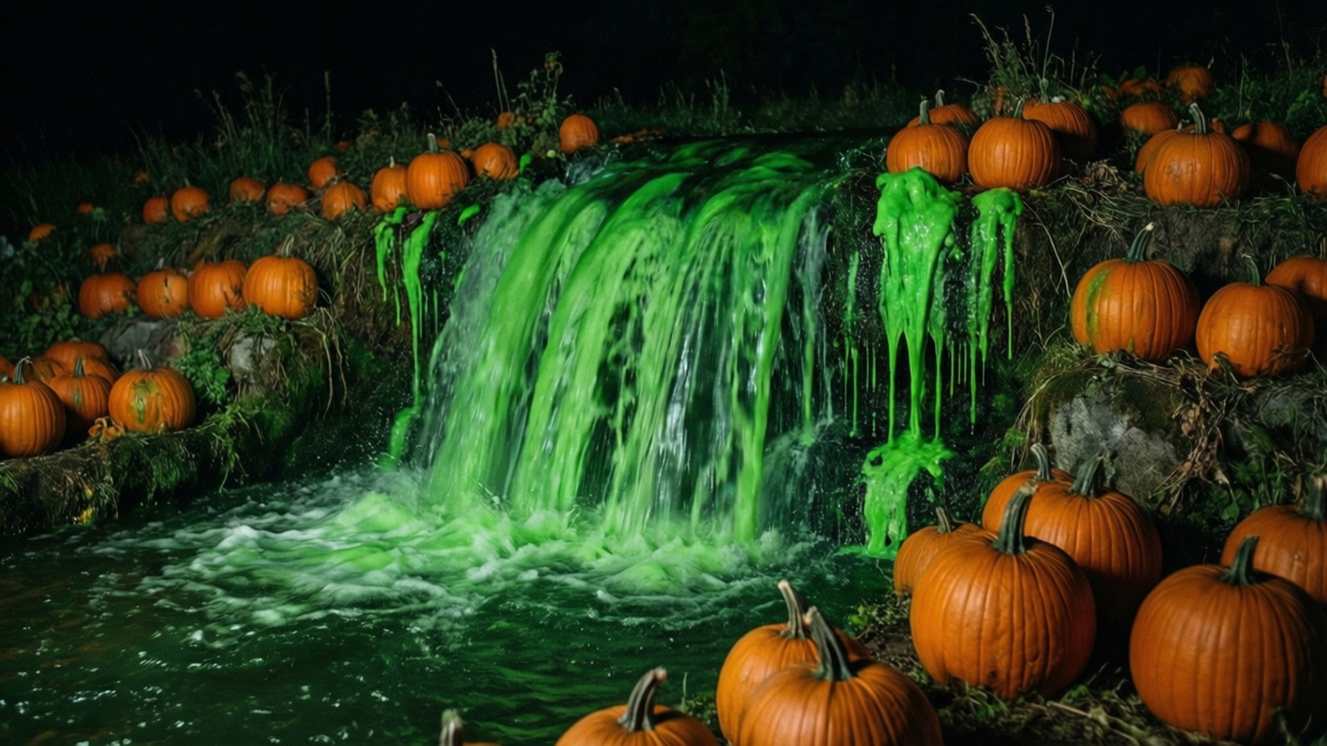 Chute d'Eau de Slime Citrouilles Fonds d'écran