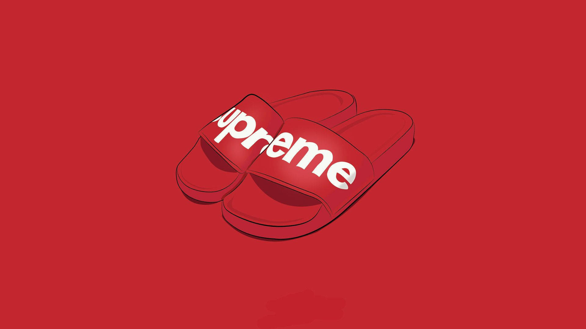 Slippers med rødt Supreme Logo Wallpaper