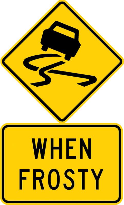 Slippery When Frosty Road Sign PNG