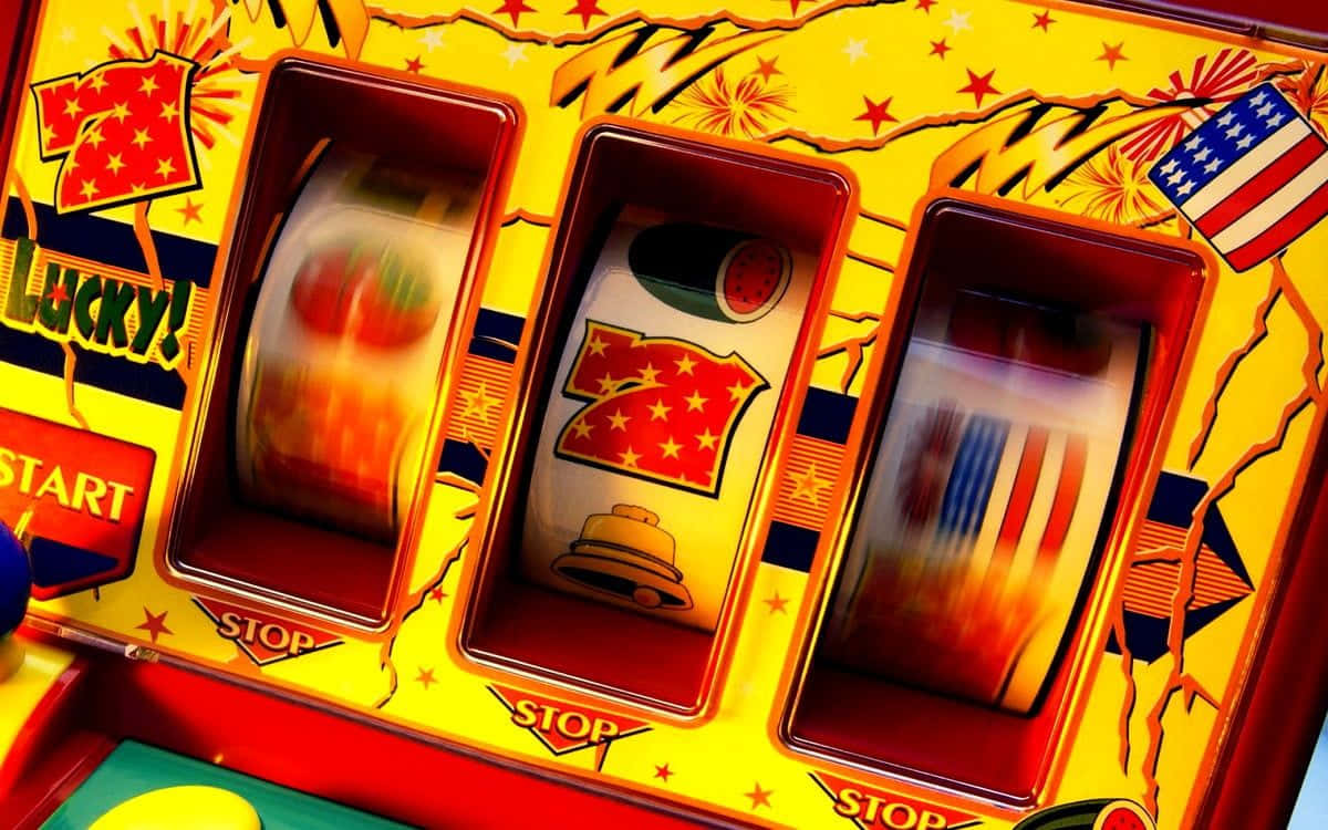 A Slot Machine With A Red And Yellow Color