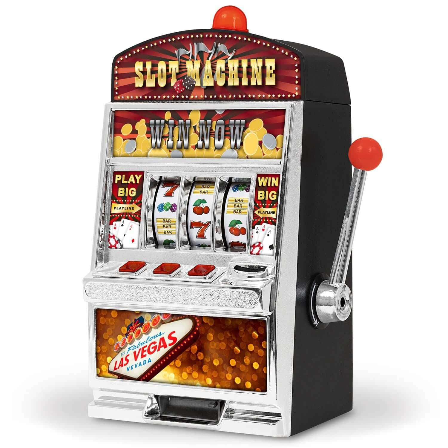 A dynamic and vibrant array of slot machines in a casino.