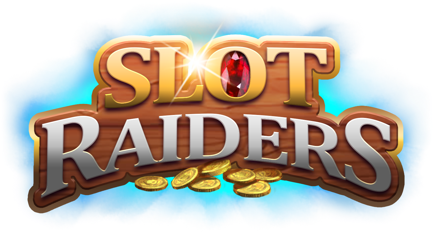 Slot Raiders Logowith Gemsand Coins PNG