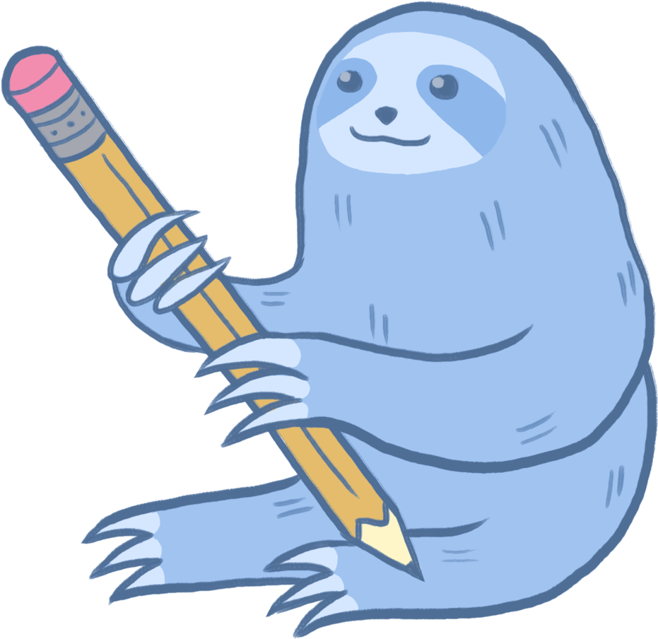 Sloth_ Holding_ Pencil_ Illustration.png PNG