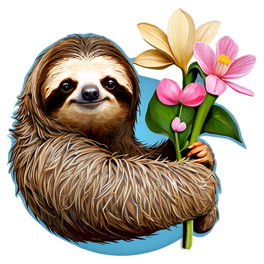 Download Sloth With Flowers Png 44 | Wallpapers.com